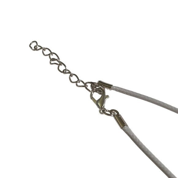 Brecciated Jasper Polished Stone Pendant Necklace Gray Leather Cord Adjustable - Picture 5 of 5